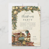 Vintage Steam Train Christmas 招待状 (正面)