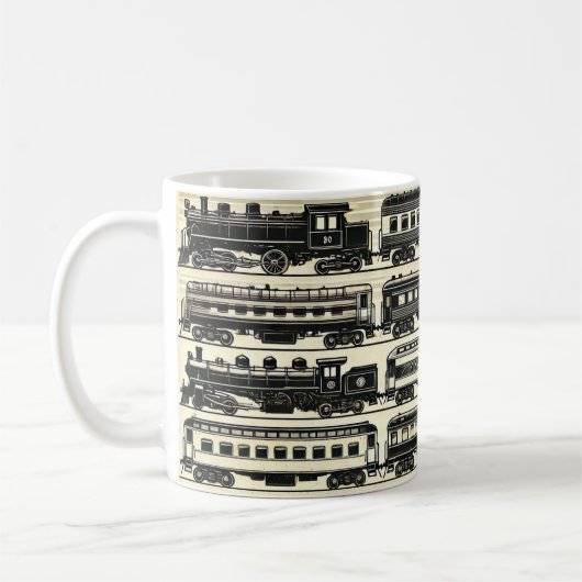 Vintage Steam Train Pattern | Heritage Railway Mug コーヒーマグカップ (左)
