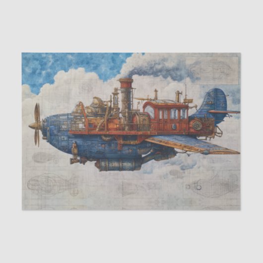 Vintage Steampunk Airship 薄葉紙 (正面)