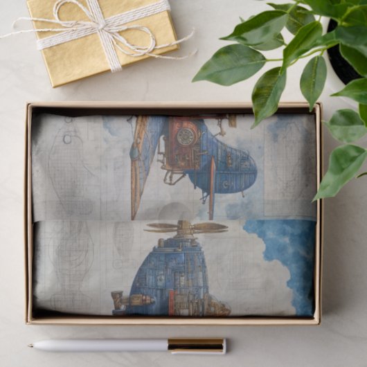 Vintage Steampunk Airship 薄葉紙 (ギフト)