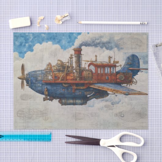 Vintage Steampunk Airship 薄葉紙 (クラフト)