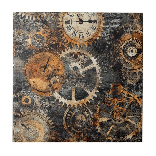 Vintage Steampunk Ceramic Tile タイル (正面)