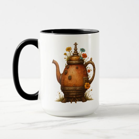Vintage Steampunk Teapot Floral Art マグカップ (左)