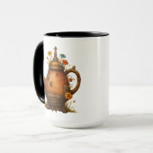Vintage Steampunk Teapot Floral Art マグカップ (正面左)