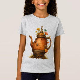 Vintage Steampunk Teapot Floral Art Tシャツ