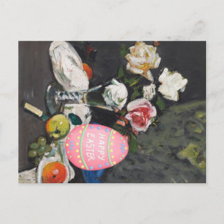 Vintage Still Life Easter Eggs with Classical Art シーズンポストカード