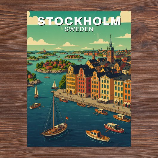 Vintage Stockholm Sweden Waterfront Travel ポストカード