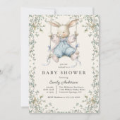Vintage Storybook Bunny Baby Shower Invitation 招待状 (正面)