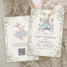 Vintage Storybook Bunny Baby Shower Invitation 招待状