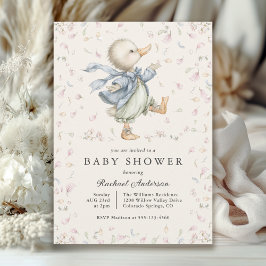 Vintage Storybook Duck Baby Shower Invitation 招待状