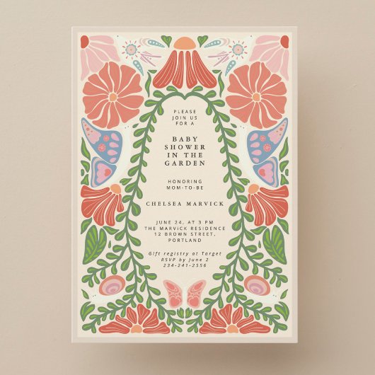 Vintage Storybook Garden Baby Shower Invitation 招待状