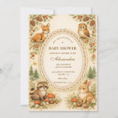 Vintage Storybook Woodland Baby Shower 招待状 (正面)