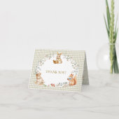 Vintage Storybook Woodland Bunny Baby Shower サンキューカード (正面)