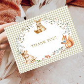 Vintage Storybook Woodland Bunny Baby Shower サンキューカード