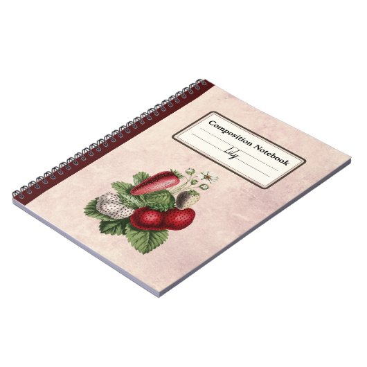Vintage Strawberries Personalized Comp Notebook ノートブック (左側)
