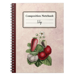 Vintage Strawberries Personalized Comp Notebook ノートブック