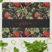 Vintage strawberry  キッチンタオル (折り畳み)