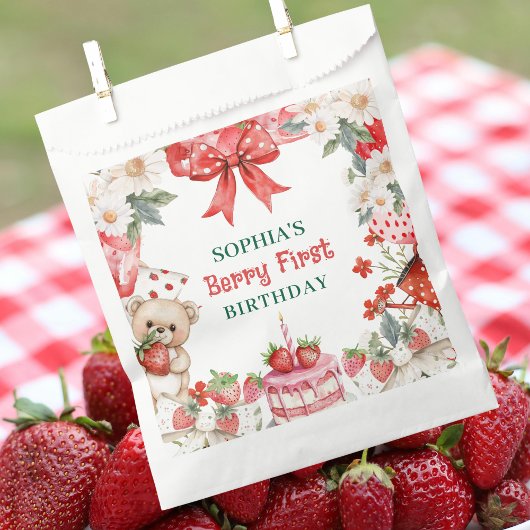 Vintage Strawberry Berry First Birthday  フェイバーバッグ