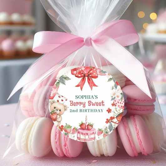 Vintage Strawberry Berry Sweet 2nd Birthday  ラウンドシール