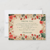 Vintage Strawberry Botanical Bridal Shower サンキューカード (正面)