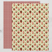 Vintage Strawberry Cupcake Scrapbook Paper (正面/裏面)