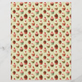 Vintage Strawberry Cupcake Scrapbook Paper (正面)
