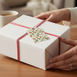 Vintage Strawberry Daisy Botanical Pattern  ギフトタグ