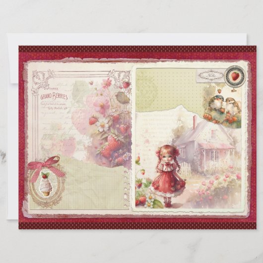 Vintage Strawberry Farm Scrapbook Paper (正面)