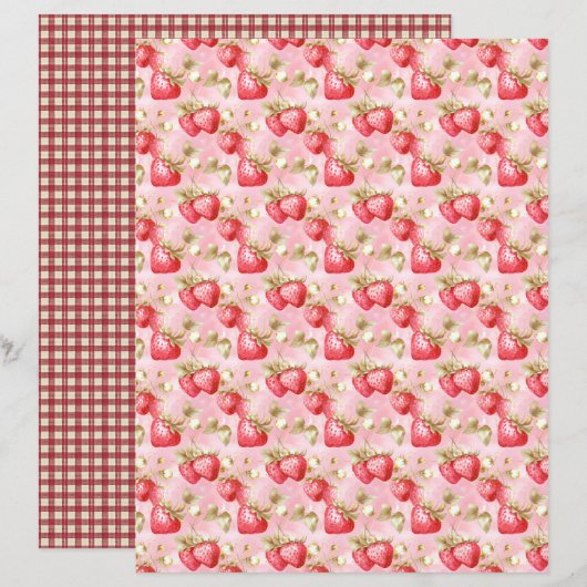 Vintage Strawberry Farm Scrapbook Paper (正面/裏面)