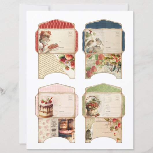 Vintage Strawberry Farm Scrapbook Paper (正面)