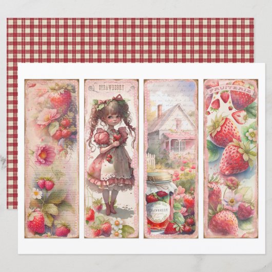 Vintage Strawberry Farm Scrapbook Paper (正面/裏面)