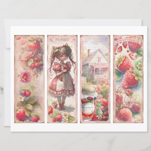 Vintage Strawberry Farm Scrapbook Paper (正面)