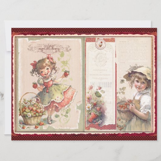 Vintage Strawberry Farm Scrapbook Paper (正面)