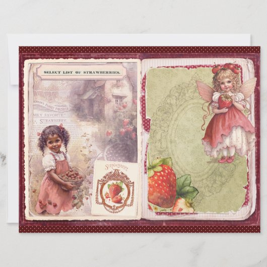 Vintage Strawberry Farm Scrapbook Paper (正面)