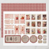 Vintage Strawberry Farm Scrapbook Paper (正面/裏面)