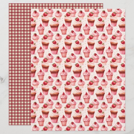 Vintage Strawberry Farm Scrapbook Paper (正面/裏面)