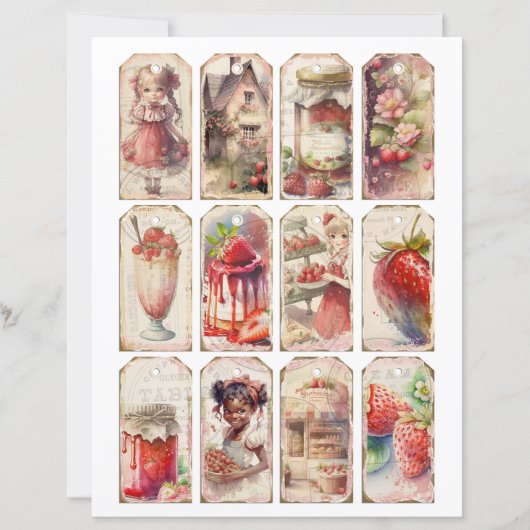 Vintage Strawberry Farm Scrapbook Paper (正面)