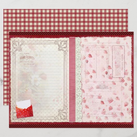 Vintage Strawberry Farm Scrapbook Paper (正面/裏面)