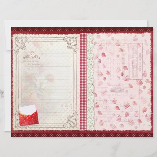 Vintage Strawberry Farm Scrapbook Paper (正面)