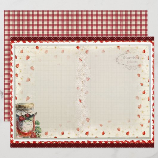 Vintage Strawberry Farm Scrapbook Paper (正面/裏面)