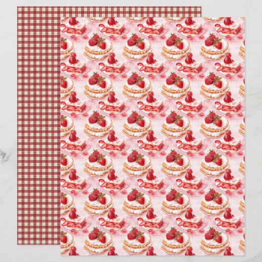 Vintage Strawberry Farm Scrapbook Paper (正面/裏面)