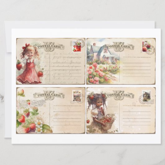 Vintage Strawberry Farm Scrapbook Paper (正面)