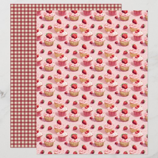 Vintage Strawberry Farm Scrapbook Paper (正面/裏面)