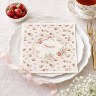 Vintage Strawberry Floral Seamless cottagecore スタンダードカクテルナプキン
