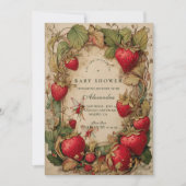 Vintage Strawberry Garden Baby Shower 招待状 (正面)