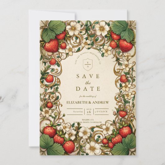 Vintage Strawberry Garden Wedding セーブザデート (正面)