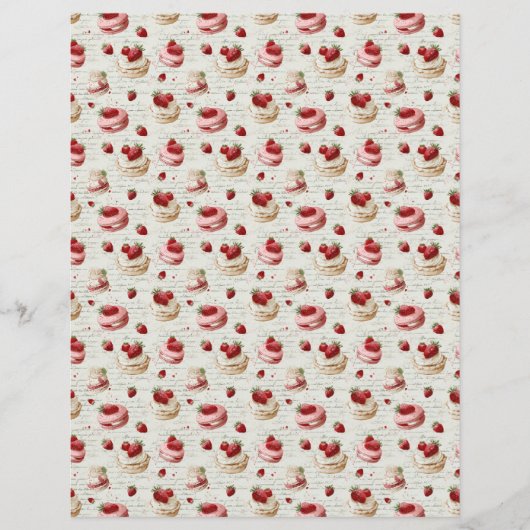 Vintage Strawberry Pie Scrapbook Paper (正面)