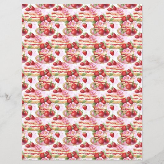 Vintage Strawberry Pie Scrapbook Paper (正面)