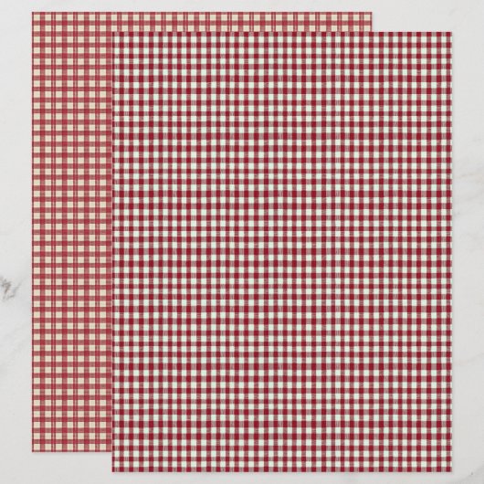 Vintage Strawberry Plaid Scrapbook Paper (正面/裏面)