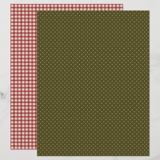 Vintage Strawberry Polka Dots Scrapbook Paper (正面/裏面)